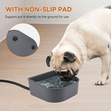 NAMSAN Small Heated Pet Bowl for Cats Rabbits, Outdoor and Indoor, 1 L Heated Water Bowl for Chicken Birds Ice Free, Thermal-Bowl for Dog Cage, Hanging Kennel Dish, Self-Assembly