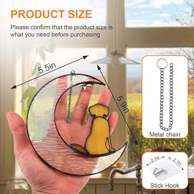 Stained Glass Dog Suncatcher Memorial Gifts for Loss of Pet,Window Hanging Decor in Memory of Dog Passing Away Gifts