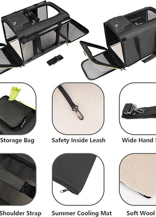 Cat Carriers for Large Cats 20 lbs+ Soft Pet Carrier for Small Dog/Durable 2 Kitty Travel Bag/Medium Big Cats Puppy 15 Pounds/Softside Cat Carrier Large