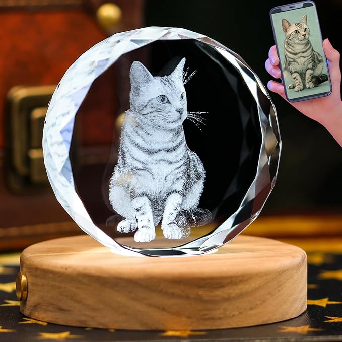 Pet Memorial Gifts for Dogs,Cats,Personalized 3D Crystal Photo,Custom 3D Pictures,Dog Memorial Gift,3D Laser Etched Picture, Customized Gifts,Personalized Photo Gifts