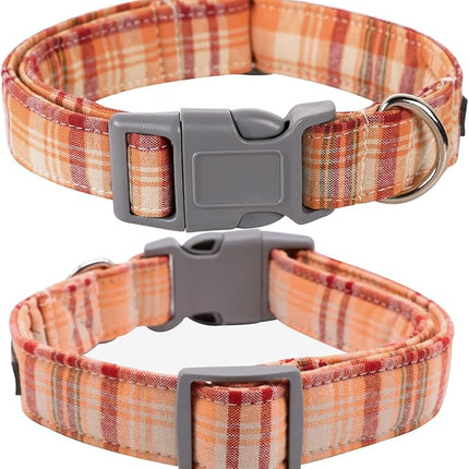 Lionet Paws Fall Dog Collar with Orange Flower, Plastic Buckle for Puppy Small Dog Girl Female Halloween Thanksgiving Day Gift,M,13.5-22 in