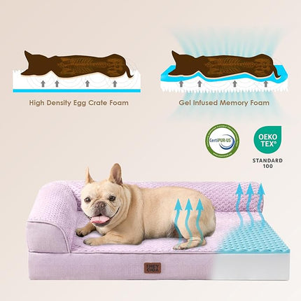EHEYCIGA Memory Foam Dog Bed Medium Sized Dogs, Waterproof Dog Bed Orthopedic with Washable Removable Cover, Non-Slip Pet Bed Couch for Crate, 30x20x6 Inches, Lilac