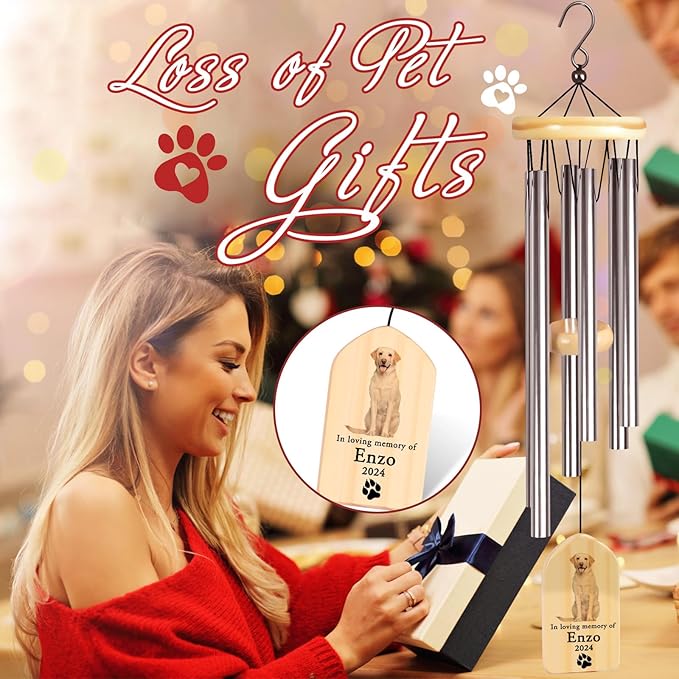 Dog Memorial Gifts for Loss of Dog, PEMIRSAYO Pet Memorial Wind Chime, Pet Memorial Gifts for Dogs, Pet Sympathy Gifts for Dogs, Pet Remembrance Gift Dog, Pet Loss Gifts