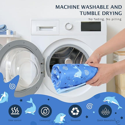 IEUUMLER Washable Pee Pads for Dogs, 1 Pack Non-Slip & Waterproof Pack Whelping Pad, Reusable Washable Puppy Potty Training Pad with Fast Absorbent for Playpen EU007 (Dolphin, 48"X48"-1pcs)