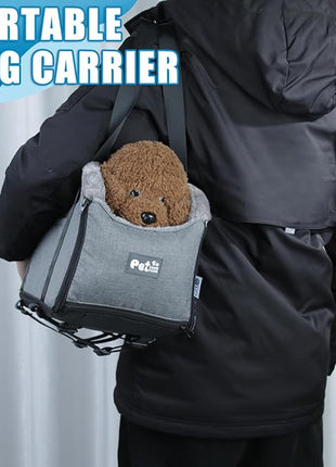 Car Seat Booster for Small Dogs and Cats – Portable Pet Travel Bag Under 30lbs, Washable Car Seat with Safety Belt and Storage Pockets (Grey)