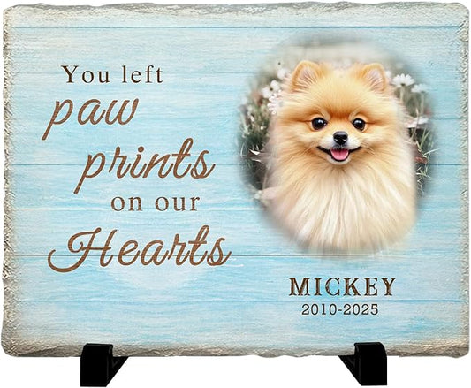 Personalized Pet Memorial Stone, Custom Dog Memorial Gifts for Loss of Dog with Photo Name Date, Dog Remembrance Gift, Loss of Dog Sympathy Gift for Dog Cat Lovers (Quote 7)