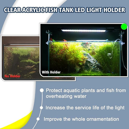 driamor Aquarium Light Riser Adjustable, Clear Acrylic Fish Tank LED Light Stand Aquarium Lamp Holder Bracket Kit 2pcs Transparent Support for Width 2.5-4.4 Inches Light with Extendable Bracket