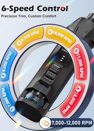 Casfuy 6-Speed Dog Nail Grinder – 50%+ Boost Power Dog Nail Trimmers Quiet with Dust Cap & 2 LED Lights & 2000mAh Battery & 4.8V Motor Electric Pet Toenail File Tool for Large Medium Small Dogs Cats