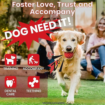 Apasiri Beef-Flavored Durable Dog Ball for Aggressive Chewers, Tough Squeaky Rubber Toy for Pitbulls Large & Medium Breeds