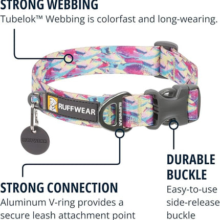 Ruffwear, Front Range Dog Collar, Adjustable Tubelok Webbing, Lightweight, Side Release Buckle, Aluminum V-Ring, Durable for Everyday Use, Reef Fish, 11"-14"