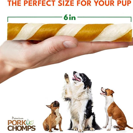 Pork Chomps Baked Pork Skin Dog Chew, 6-inch Twists, Peanut Butter Wrap, 4 Count (Pack of 2)