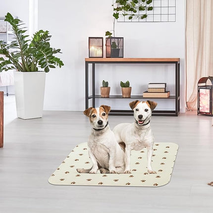 PUPTECK Washable Pee Pads for Dogs - Waterproof Reusable Puppy Potty Training Pads Whelping Mat - Fast Absorption Non-Slip Pet Food Feeding Mat (Beige, 36x41 Inch (Pack of 2))