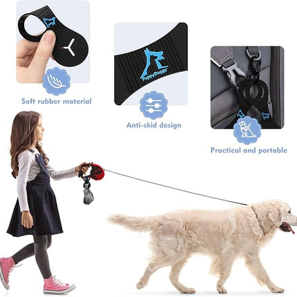 PuppyDoggy Dog Poop Bag Holder for Leash Waste Bag Carrier Dog Poop Bag Dispenser for Walking Running Bicycle Accessory 2 Pieces (Black + Pink)
