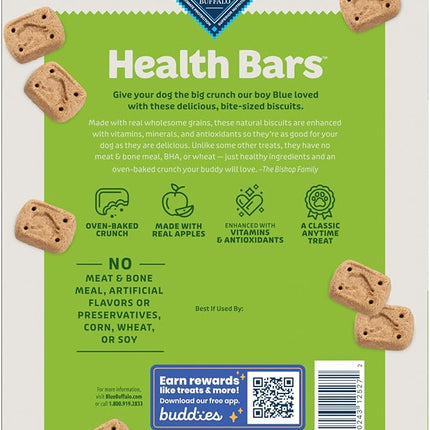 Blue Buffalo Health Bars Mini Crunchy Dog Biscuits, Oven-Baked with Natural Ingredients, Apples & Yogurt, 32-oz Bag (Pack of 2)