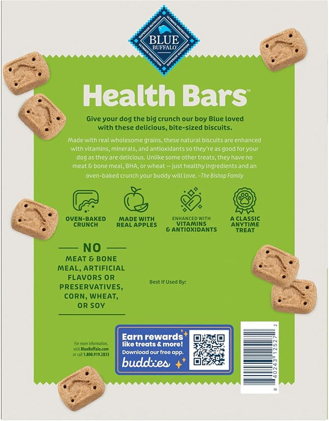 Blue Buffalo Health Bars Mini Crunchy Dog Biscuits, Oven-Baked with Natural Ingredients, Apples & Yogurt, 32-oz Bag (Pack of 2)