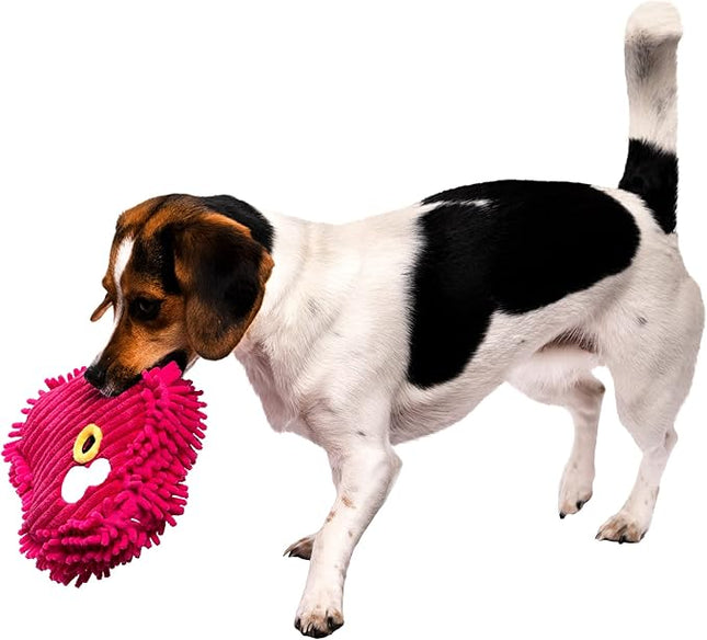 goDog PlayClean Germs Squeaky Plush Dog Toy with Odor-Eliminating Essential Oils, Chew Guard Technology - Pink, Small