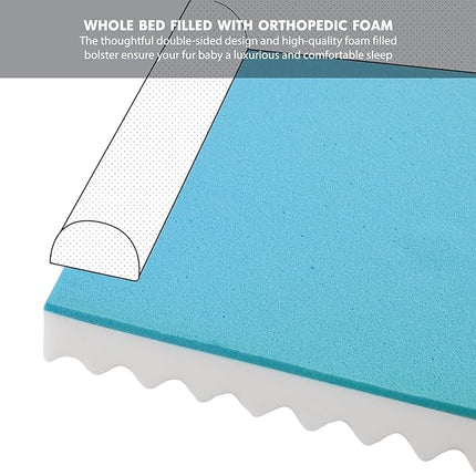 Friends Forever Orthopedic Dog Bed for Large Dogs, Waterproof Memory Foam Dog Sofa Bed L with Removable Washable Cover, Ally Khaki, 35x25x6.5