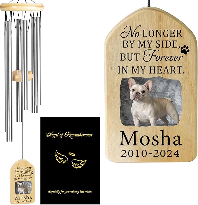 Personalized Pet Memorial Wind Chime - Cat & Dog Remembrance Gift - Forever in Heart