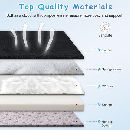 Magic Dog Super Soft Large Dog Bed Orthopedic Pet Beds 30 Inch Washable Anti Slip Dog Sleeping Mattress with Removable Cover, Dark Grey M