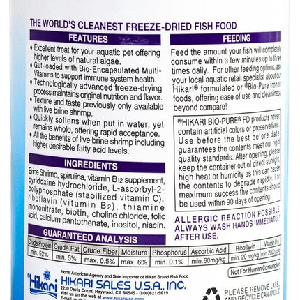 Hikari Bio-Pure Freeze Dried Spirulina Brine Shrimp Cubes for Pets, 0.42-Ounce