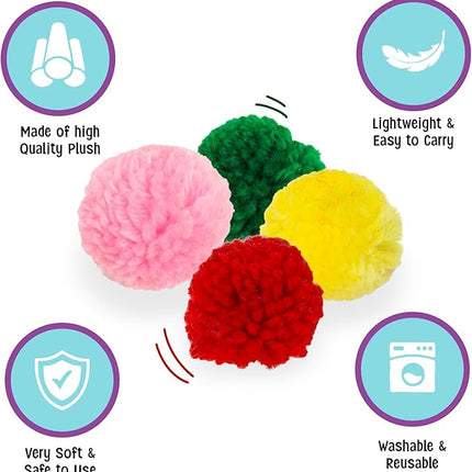 SPOT Wool Pom Poms Cat Toy - Interactive Wool Balls Cat Toy with Catnip for Cats and Kittens to Bite, Swat and Chase - 1.5 inch, 4 pcs (Pack of 2)