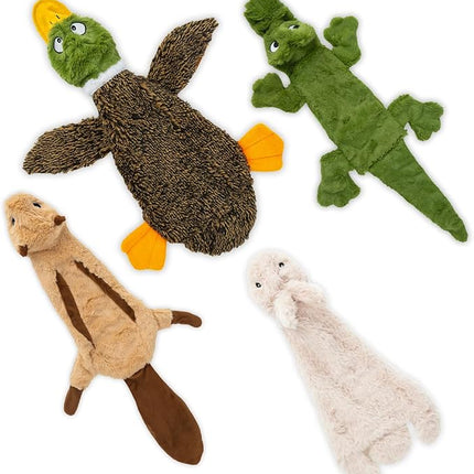 Best Pet Supplies Squeaky Dog Toys with Soft Durable Fabric for Small, Medium and Large Pets Interactive Toy for Indoor Play, Supports Active Biting and Play - 4 Figures, Large