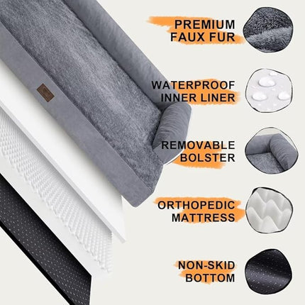 Small Dog Bed Waterproof Orthopedic Dog Beds for Medium Sized Dogs Comfy Pet Cat Bed with Sides, Washable Removable Cover