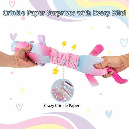 Squeaky Crinkle Plush Unicorn Dog Toys, Dog Toys to Keep Them Busy, Tug of War & Pull Toys for Small, Medium Dogs Puppy