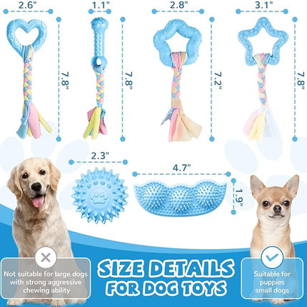 6 Pack Puppy Toys Cute Blue Puppy Chew Toys for Teething Small Breed Dog Chew Toy Interactive Pet Toy Set for Puppies Soft and Durable Small Breed Doggy Teething Ball