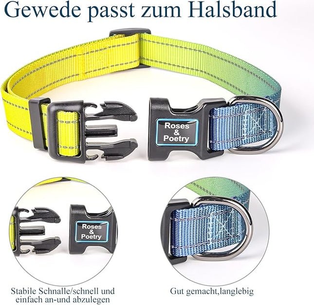 Roses&Poetry XS Dog Collar with Gradient Amber, Yellow Reflective Dog Collar Adjustable XSmall Puppy Collars Tiny for Small Medium Large Dogs (Amber-XS)