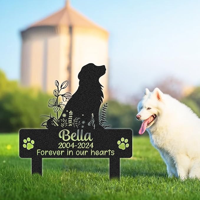 Personalized Pet Graves Marker Dog, Custom Pet Headstone, Waterproof Memorial Plaques for Outdoor, Pet Cemetery Markers Yard Decor, Memorial Garden Stakes, Dog Memorial Gifts for Loss of Dog Color06