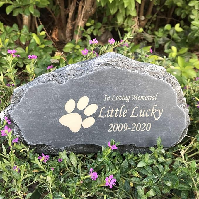 Personalized Pet Memorial Stone, Mountain Shape Pet Grave Marker Tombstone Garden Stone, Customizable Name&Datefor Dogs, Cats, Rabbits, Hamsters and All Other Animals