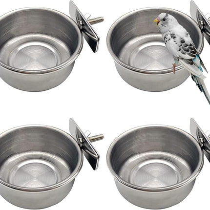 Tfwadmx Bird Feeding Dish Cups Parrot Food Bowl Clamp Holder Coop Cup, Bird Cage Water Bowl for Parakeet African Greys Conure Cockatiels Lovebird Budgie Chinchilla