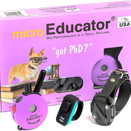 Educator E-Collar Humane Dog Training Collar with Remote, 100 Safe Tapping Stimulation Levels, Night Light, Waterproof, Rechargeable, 1/3 Mile 1 Small Dog, Purple