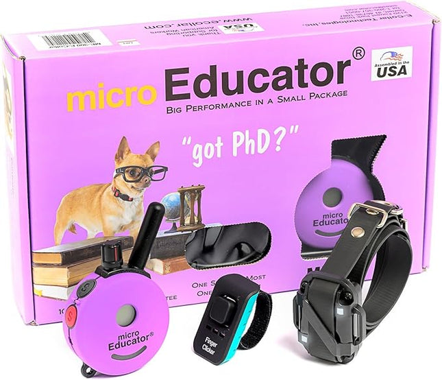Educator E-Collar Humane Dog Training Collar with Remote, 100 Safe Tapping Stimulation Levels, Night Light, Waterproof, Rechargeable, 1/3 Mile 1 Small Dog, Purple
