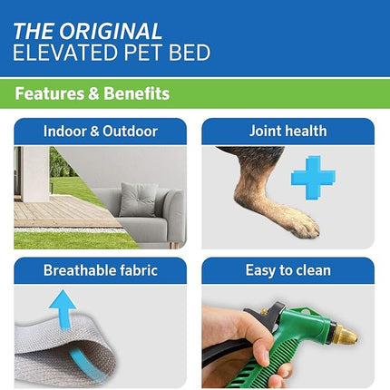 Coolaroo Original Elevated Dog Bed - Breathable Off-The-Ground Pet Bed with Cooling Fabric, Joint Relief & Moisture-Resistant Fabric, 100% Recyclable, Easy Clean, Gunmetal, Medium