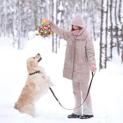 QDAN Christmas Dog Toys: Dog Soccer Ball with Straps for Outdoor Play, Tug of War, Puppy Gifts Durable 8-Inch Dog Balls for Medium Large Dogs
