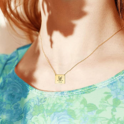 LONAGO 925 Sterling Silver Custom Dog Cat Portrait Photo Necklace Personalized Pet Engraved Picture Pendant Memorial Gift Name Jewelry for Women Mom