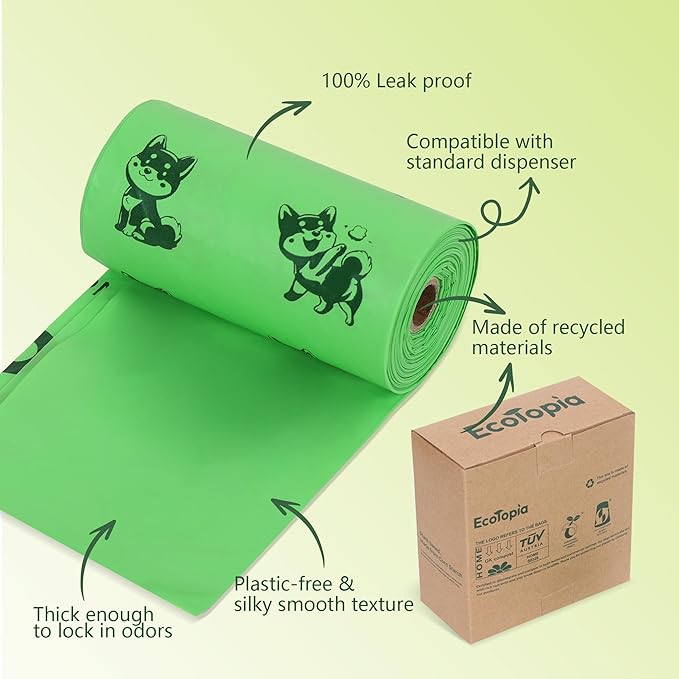 Biodegradable Poop Bags for Dogs,120 Compostable Dog Waste Bags Rolls,Eco-Friendly,Extra Thick,Leakproof,Tear-Resistant,Unscented,Plant-based,ASTM D6400 & EN 13432 Compliant,Light Green