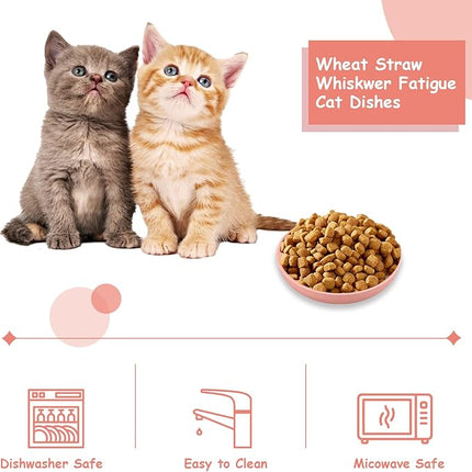 6-Pieces Whisker Fatigue Cat Bowl - 5.5 Inch Shallow Cat Food Dish Wide Cats Wet Feeding Bowls, PET Plate for Kittens and Short Legged Cats (Type-A, 6Packs Plastic)