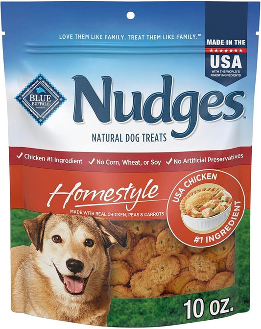 Blue Buffalo Nudges Homestyle Natural Dog Treats Made with Real Chicken, Made in the USA, Chicken, 10-oz Bag