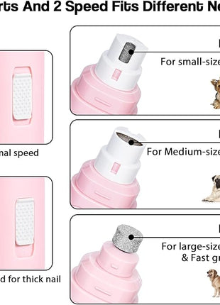 Casfuy Dog Nail Grinder Upgraded - Professional 2-Speed Electric Rechargeable Pet Nail Trimmer Painless Paws Grooming & Smoothing for Small Medium Large Dogs & Cats