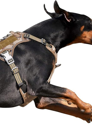 BUMBIN Tactical Dog Harness for Large Dogs No Pull, Famous TIK Tok No Pull Dog Harness, Fit Smart Reflective Pet Walking Harness for Training, Adjustable Dog Vest Harness with Handle Desert Camo L