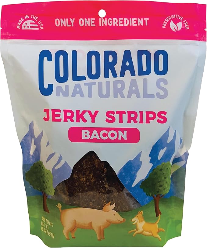 Bacon Jerky Strips Dog Treats, 16 oz – All-Natural, Made in USA, No Fillers or Preservatives – Great Source of Protein