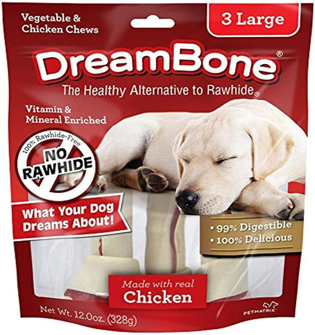DreamBone Large Chews With Real Chicken, Rawhide-Free Chews For Dogs, Treat Your Dog to a Rawhide Free Chew, 3 Count
