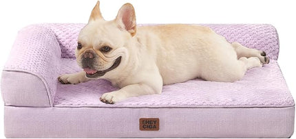 EHEYCIGA Memory Foam Dog Bed Medium Sized Dogs, Waterproof Dog Bed Orthopedic with Washable Removable Cover, Non-Slip Pet Bed Couch for Crate, 30x20x6 Inches, Lilac