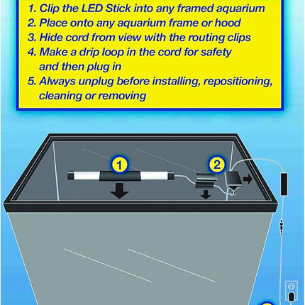 Tetra Hidden LED Stick 6 Inches, Brilliant White Aquarium Light for Tanks Up to 15 Gallons, Model Number: 26658