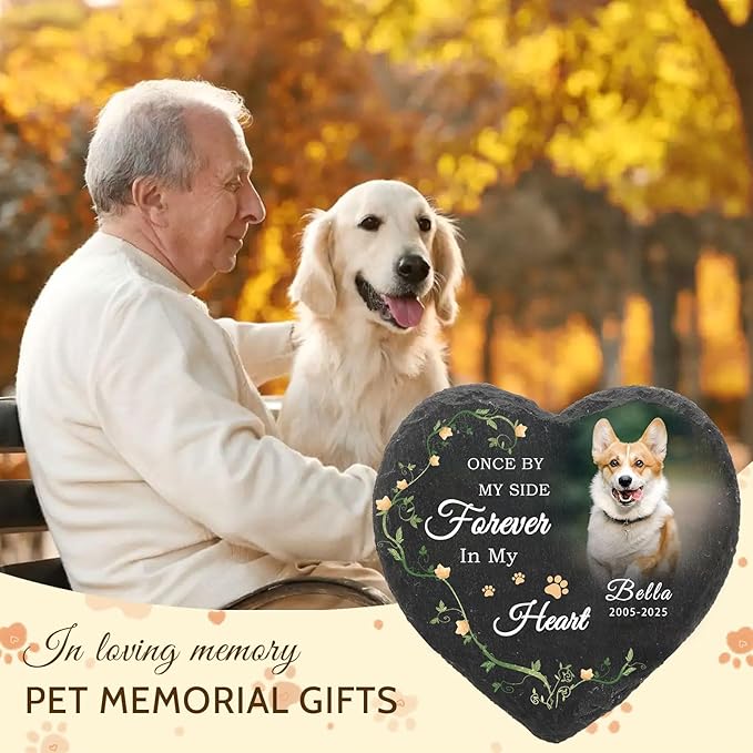 Dog Memorial Gifts for Loss of Dog Cat,Personalized Pet Memorial Stone with Photo Name,Custom Pet Remembrance Gifts,Cat Memorial Sympathy Gift,Dog Passing Away Gifts,Memorial Plaques for Dogs