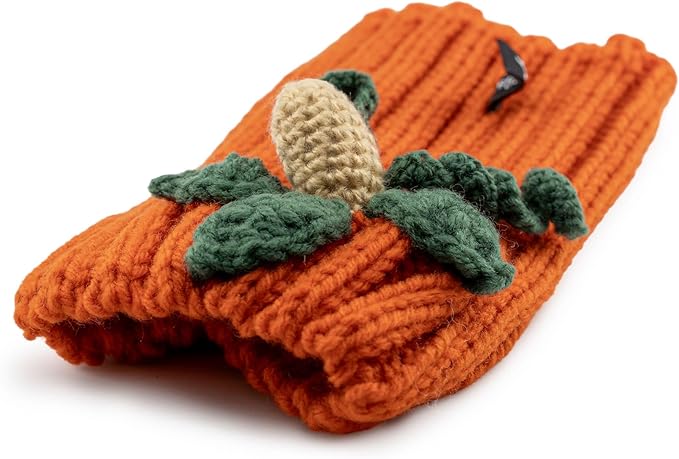 Zoo Snoods Pumpkin Dog Costume - Warm Crochet Snood Wrap for Pets, Neck Ear Cover Protection, Halloween Winter (Large)