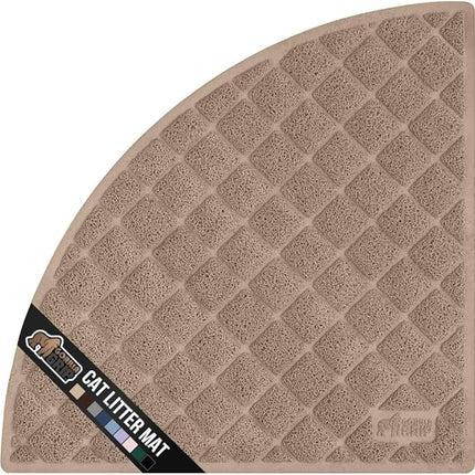 GORILLA GRIP Cat Litter Box Mat, 32x32, Water Resistant, US Designed Kitty Litter Trapping Mats, Easy to Clean, Scatter Control, Less Mess and Clean Floors, Kitten Supplies for Indoor Cats, Beige